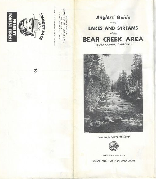 1963 Anglers Guide to Bear Creek Area by Ca. Fish and Game