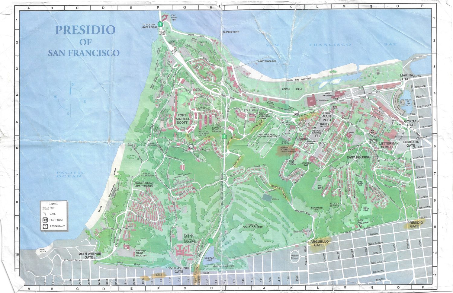 1999 Map of the Presidio in San Francisco