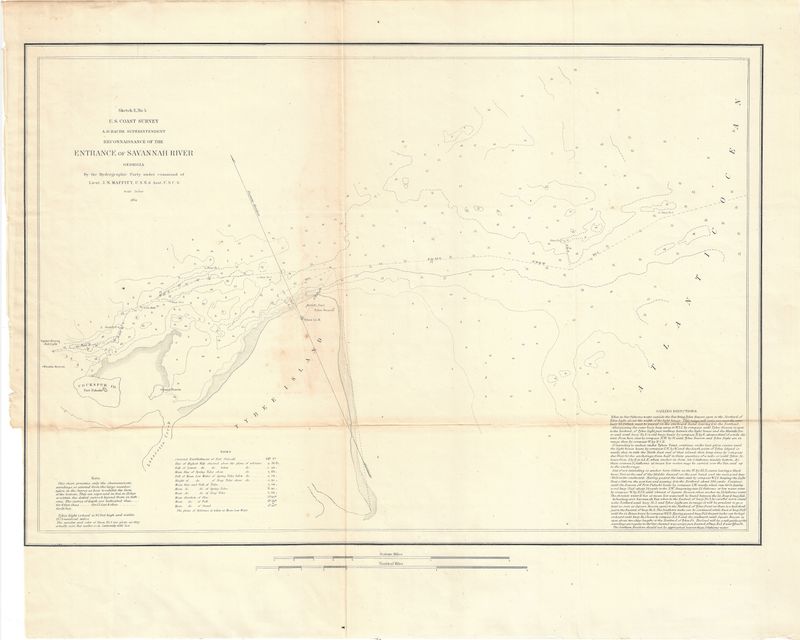 1851 Entrance to Savannah River GA by the USCS as a Folding Folio in Lithography,