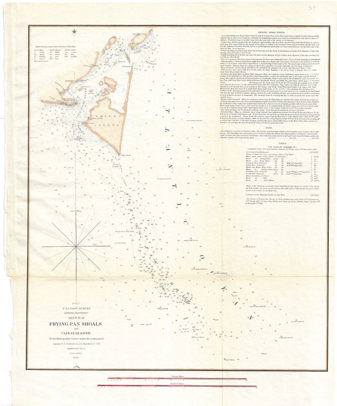 1851 Frying-Pan Shoals Cape Fear River NC by the USCS as a Folding Folio in Lithography