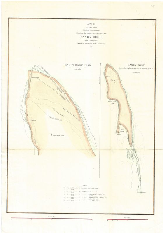 1851 Sandy Hook NJ by the USCS as a Folding Folio in Lithography