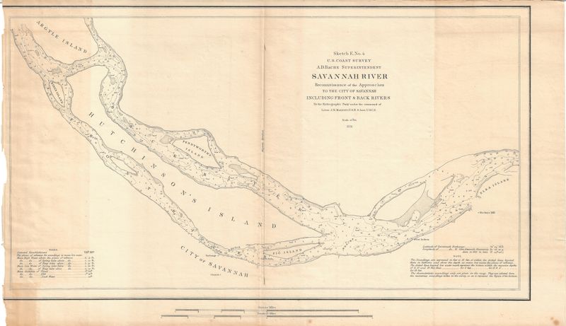 1851 Savannah River (Hutch. Is.) GA by the USCS as a Folding Folio in Lithograph