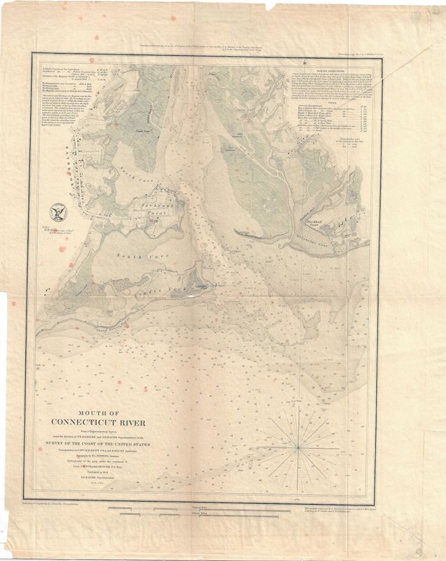 1853 Mouth of the Connecticut River - Saybrook Ct. by the USCS as a Folding Folio in Lithography, as Congressional Documents