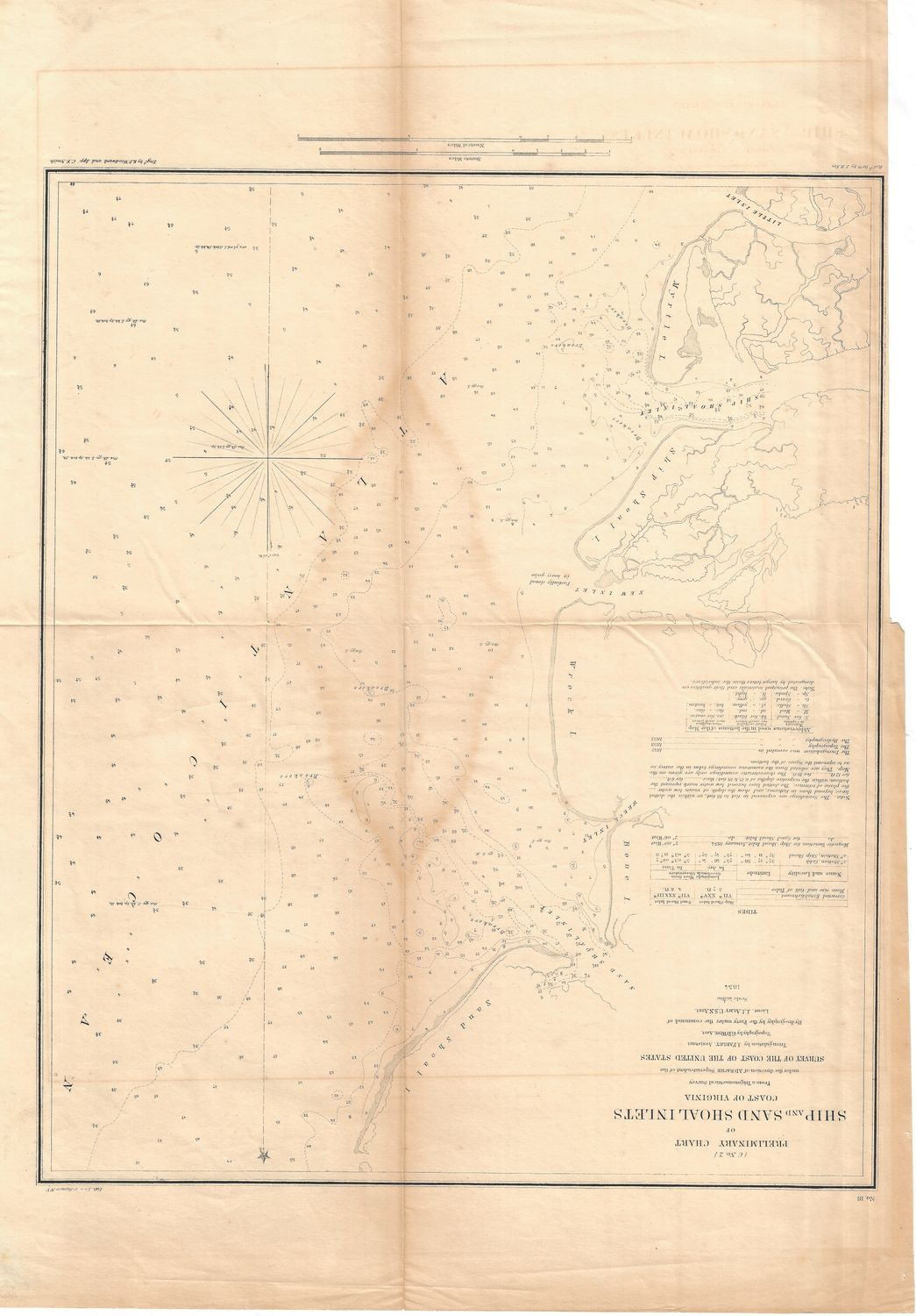 1854 Ship Sand Shoal Inlets VA by the USCS as a Folding Folio in Lithography, as Congressional Documents