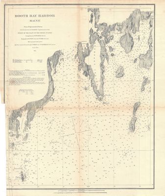 1864 Booth Bay Harbor MN by the USCS as a Folding Folio in Lithography, as Congressional Documents
