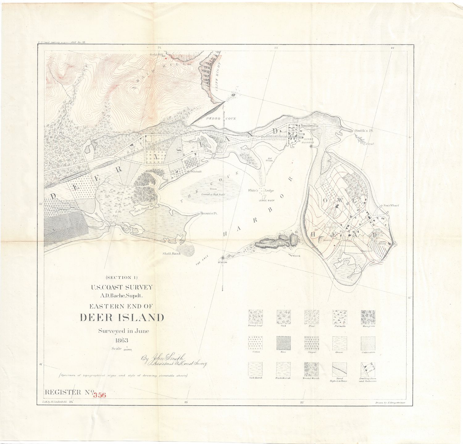 1863 E. End of Deer Island USCS ME by the USCS as a Folding Folio in Lithography, as Congressional Documents