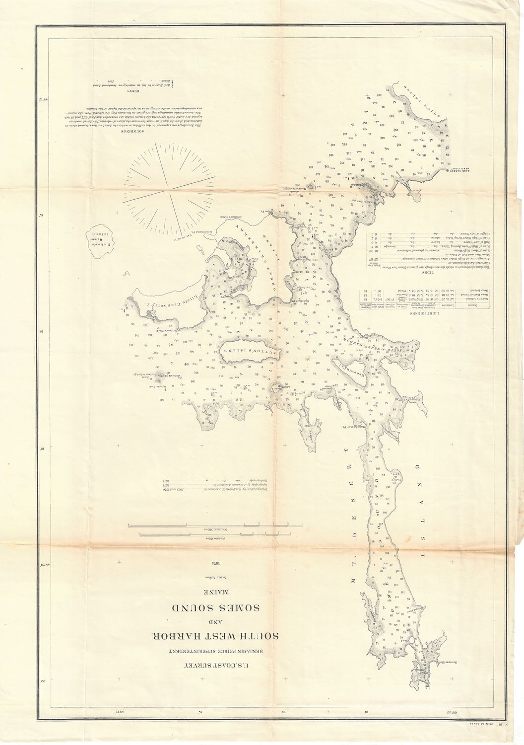 1872 SW Harbor and Somes Sound ME by the USCS as a Folding Folio in Lithography, as Congressional Documents