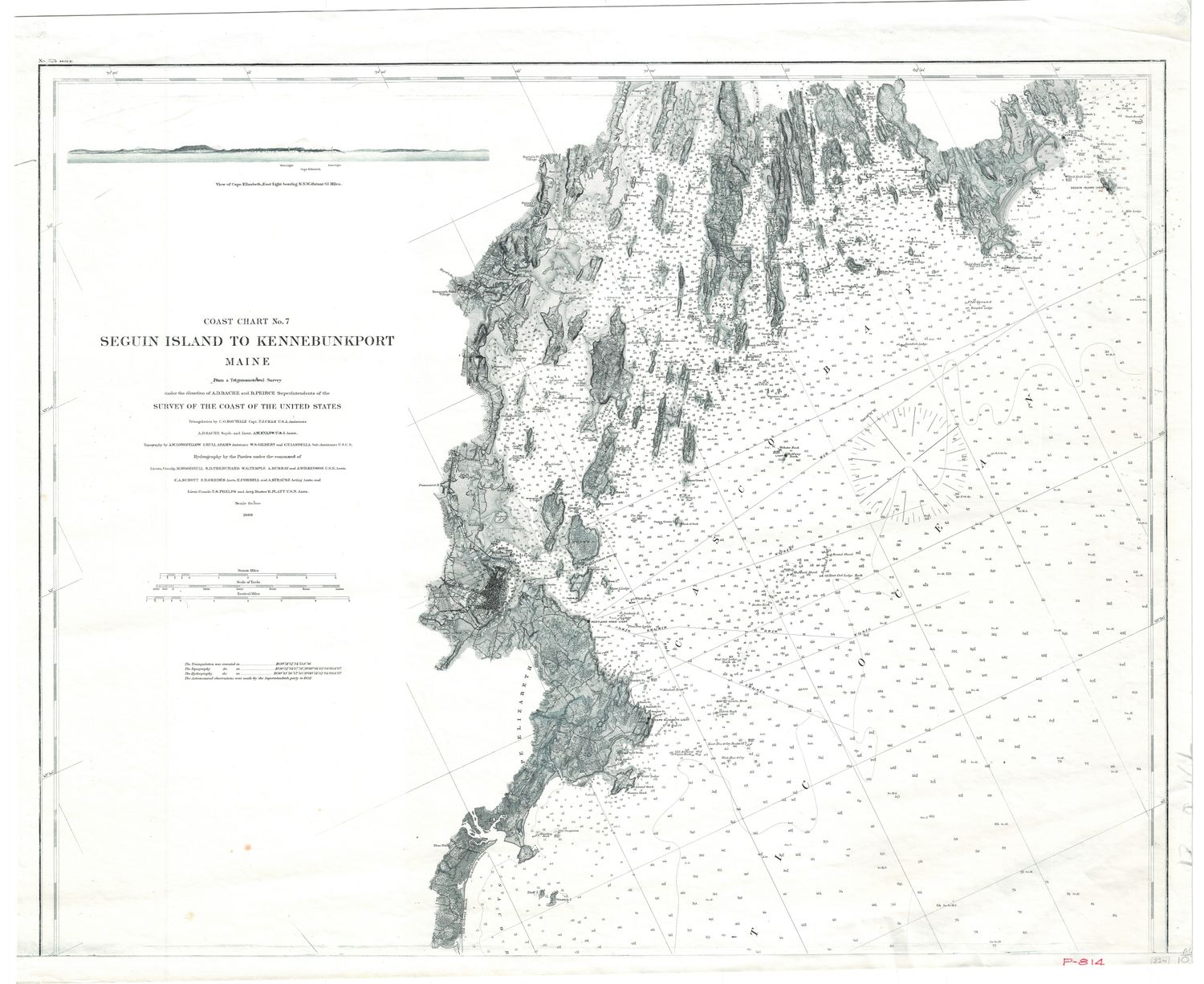 1930's USC&amp;GS Chart of Sequin island to Kennebunkport Maine