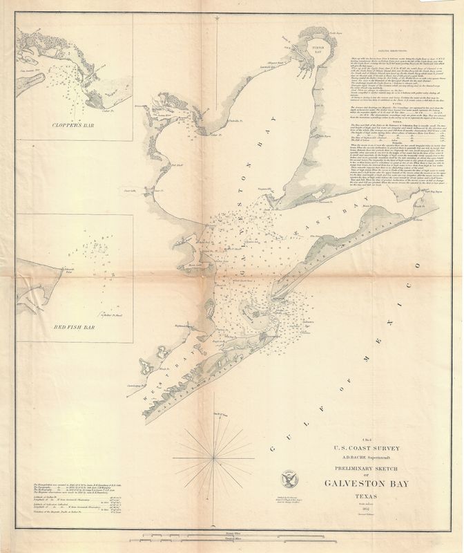1852 Preliminary Sketch of Galveston Bay, Tx. by the USCS #2