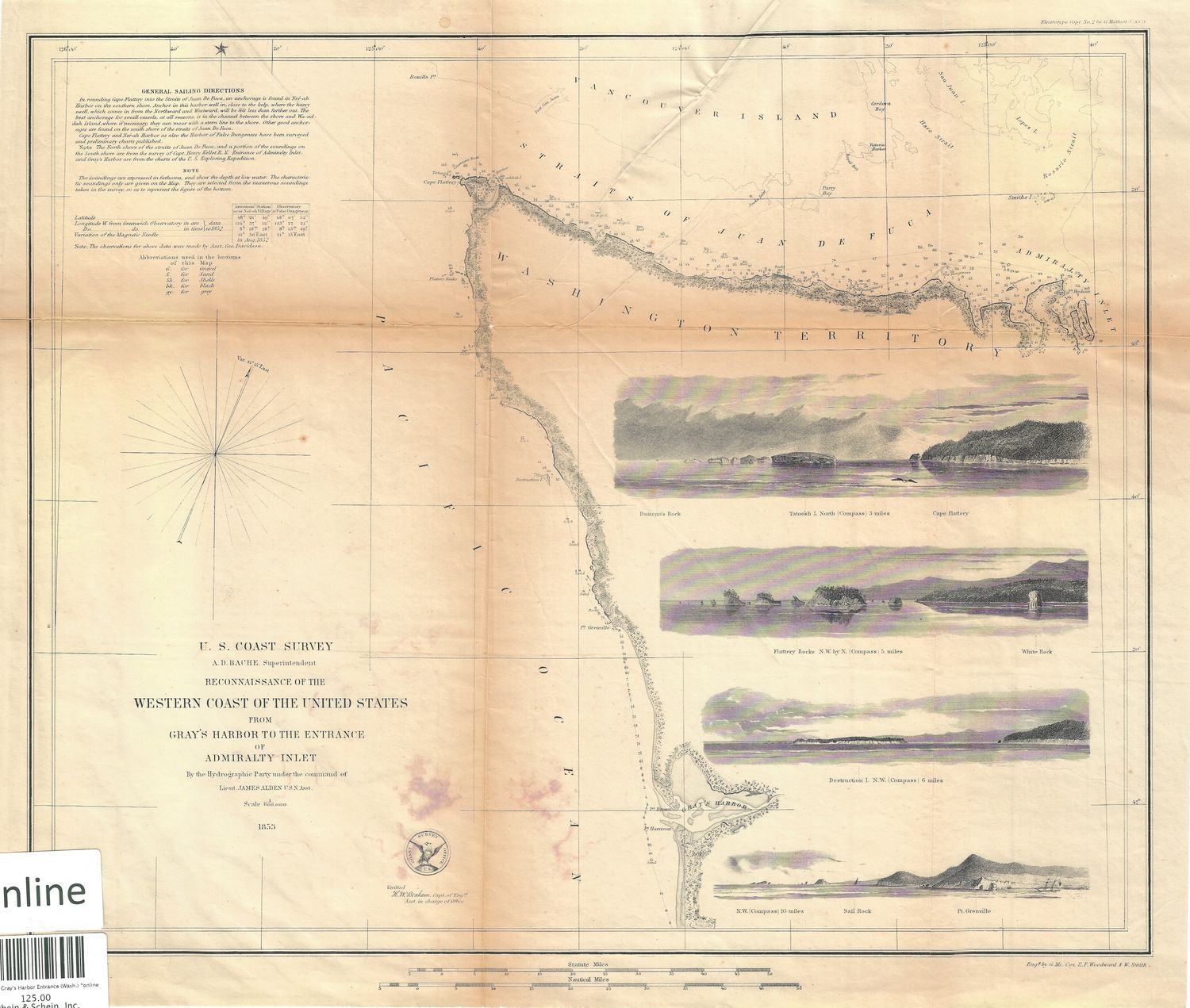 1853 USCS Gray's Harbor Entrance ; Washington Coast