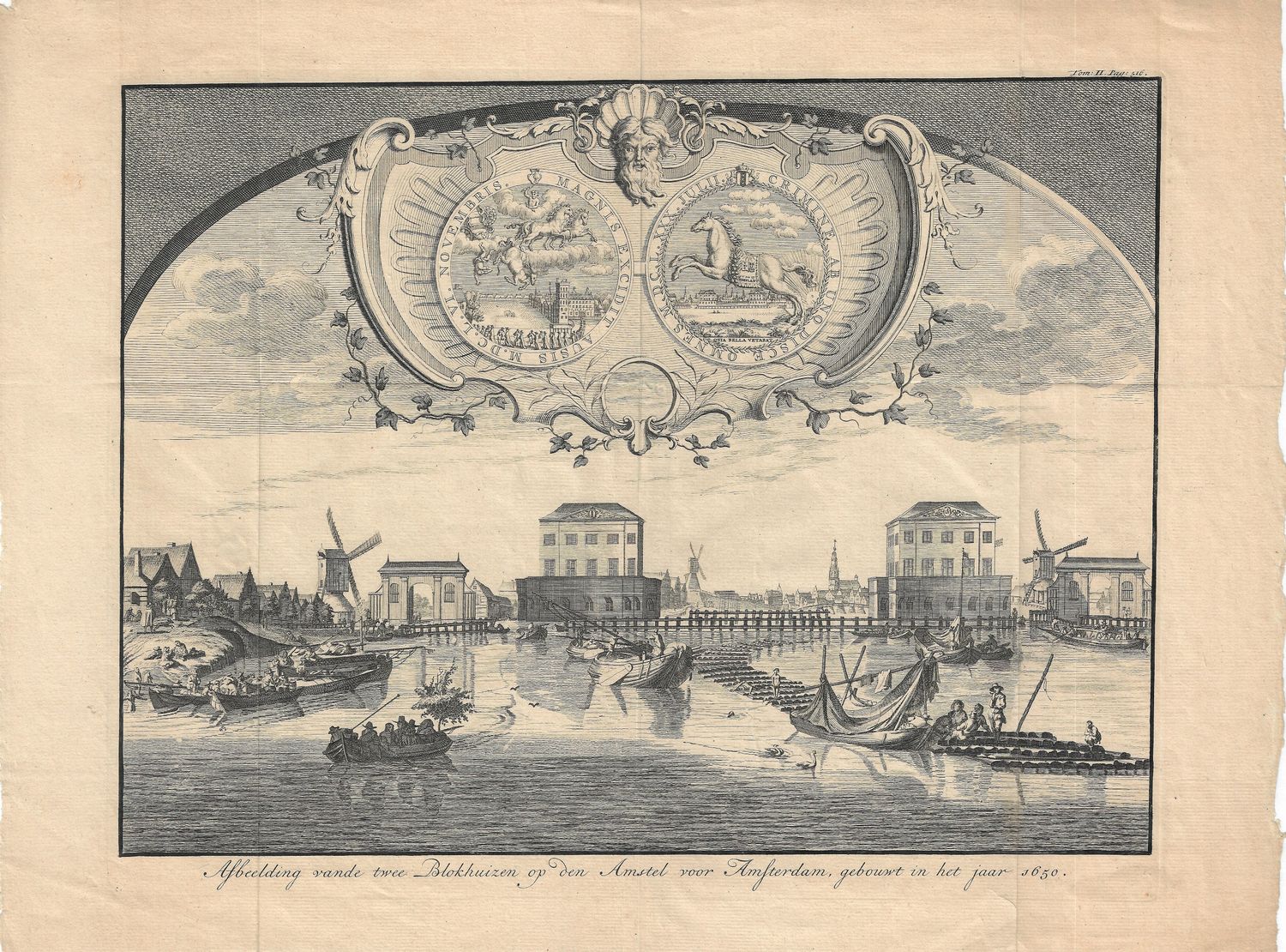 1663 View of the 2 blockhouses on the Amstel In Amsterdam, built in 1650