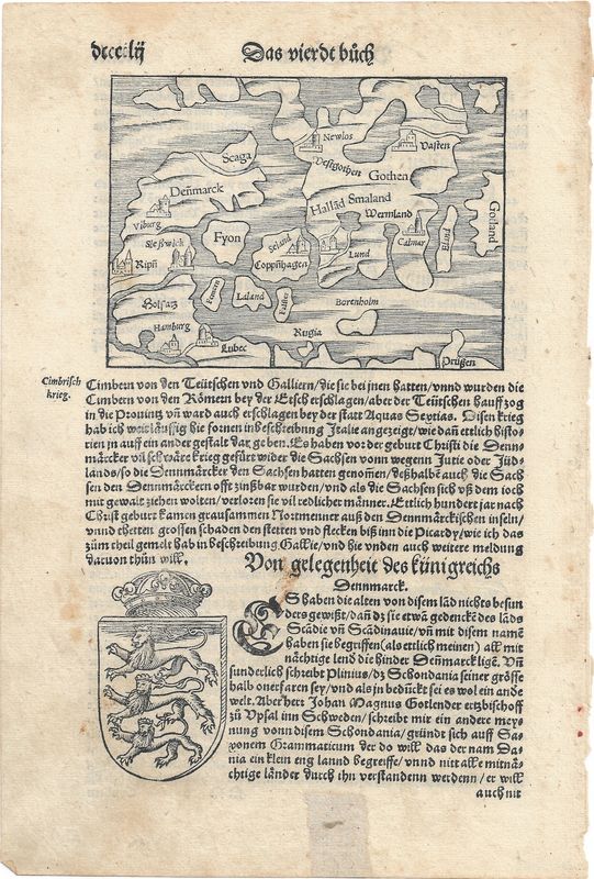 1575 Map of Denmark, Smaland and Godtland by S. Munster