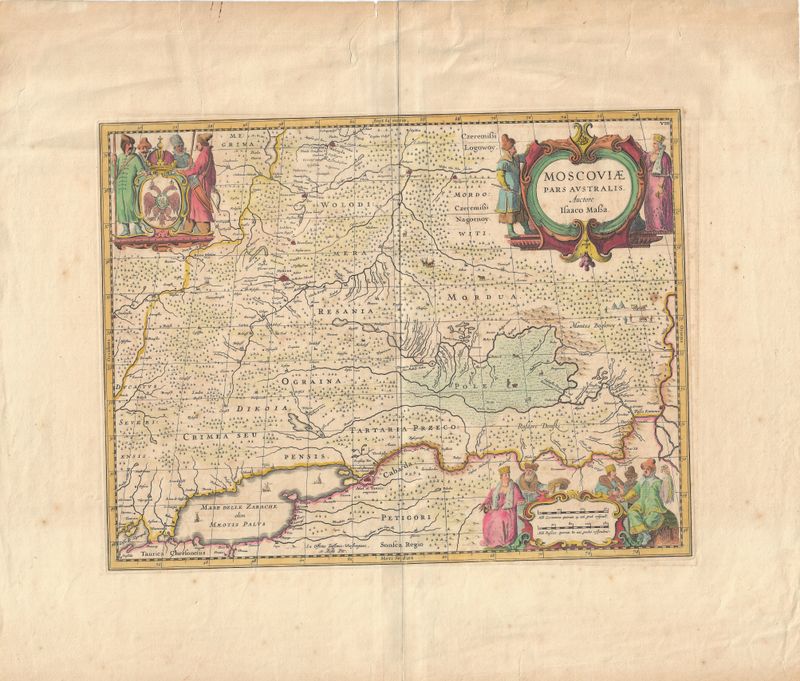 1610 Moscoviae pars Australis by Isaaco Massa in Copper Engraving w/ Original Color