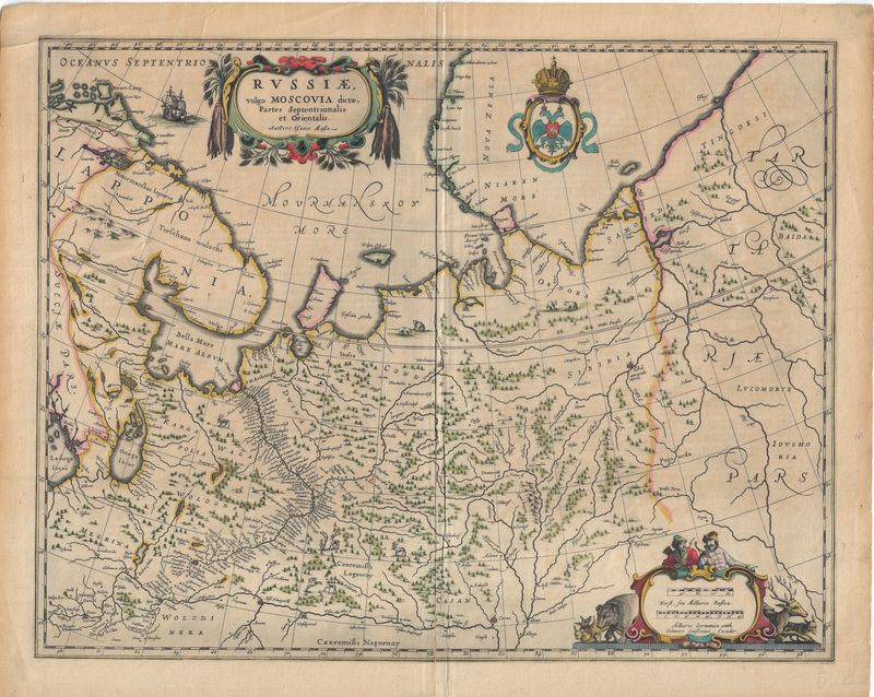 1650 Russiae Vulgo Moscovia dictae by Jan Jansson in Copper Engraving