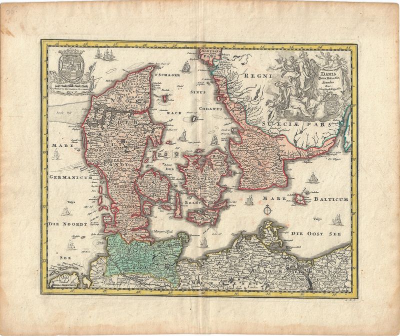 1720 Map of Denmark by Christopher Weigel