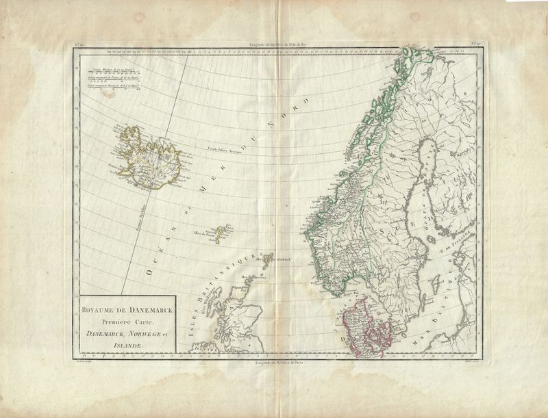 1807 Map of Norway, Denmark &amp; Iceland by Mentelle/Chanlaire 
