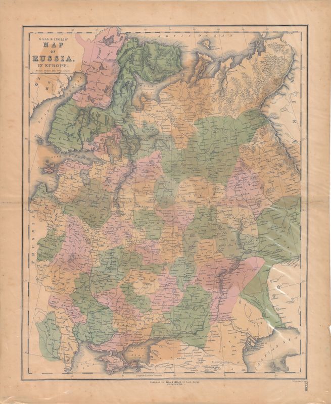 1852 Russia in Europe by Gall &amp; Inglis in Steel eng. w/OHC