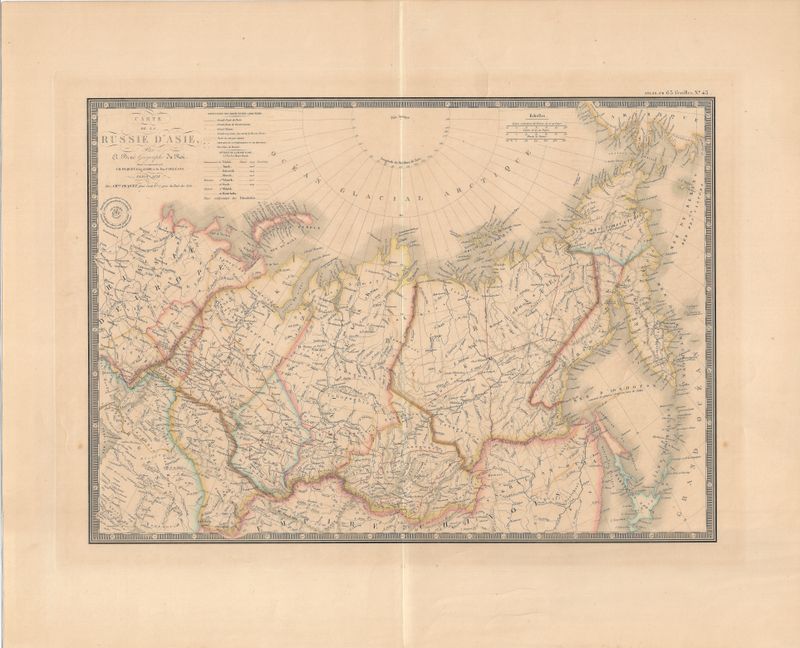 1838 Carte de la Russie DAsie by Le Brue in Steel Eng. w/ OHC- Brittle Map