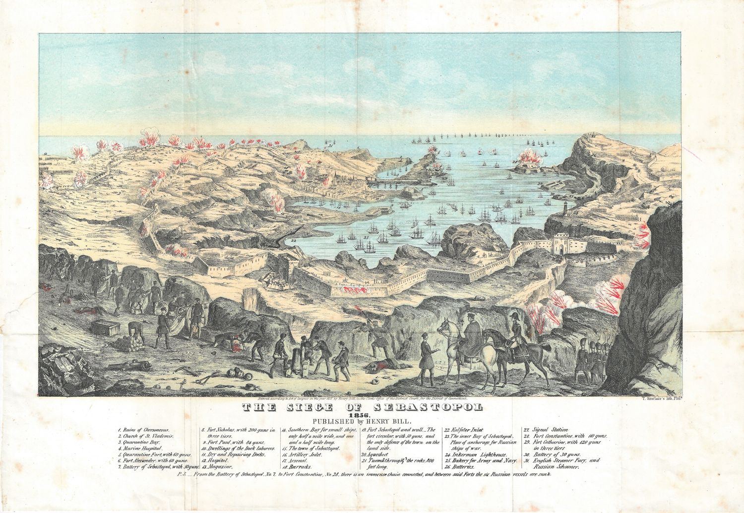 1856 The Siege of Sebastopol (Ukraine) by Henry Bill in Steel Eng. w/OHC