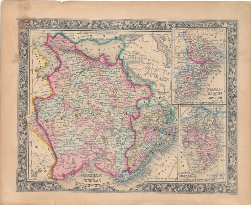 1860 Russia in Europe Sweden &amp; Norway by Mitchell in Steel Eng. w/ OHC