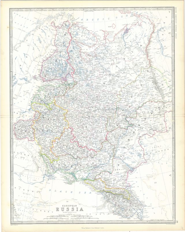 1861 European Russia by A Keith Johnston in Steel Engraving w/ OHC