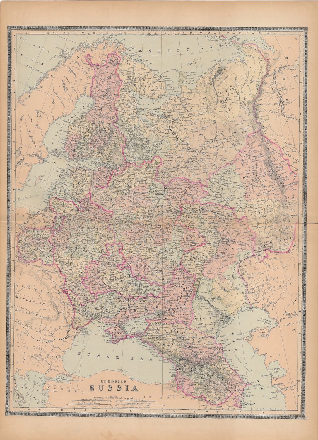 1886 Map of  European Russia   by Bradley&#39;s