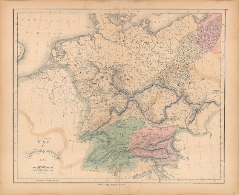 1850 Germania Antiqua by Gall &amp; Inglis in Steel engr w/OHC