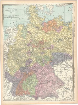 1912 Map of the German Empire (2 Sheet) by Rand McNally in Chromolithography