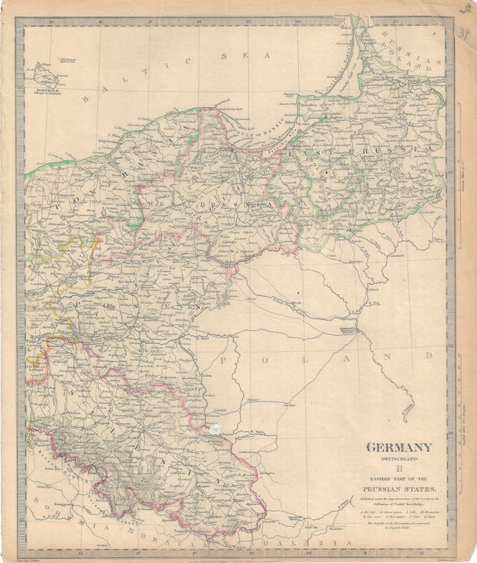 1843 Prussia &amp; the German States by Baldwin &amp; Cradock for SDUK in Steel engr OHC