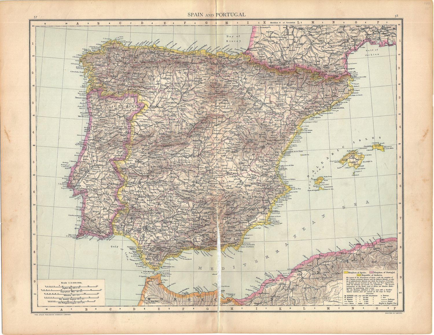 1893 Spain and Portugal Atlas Pub. Co.