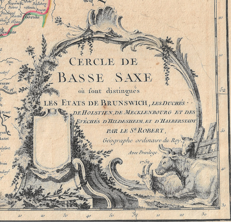 1755 Map of Lower Saxony by G &amp;D Robert de Vaugondy