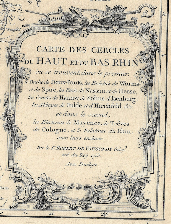 1755 Map of The Rhine River and Valley by G &amp; D Robert DeVaugondy