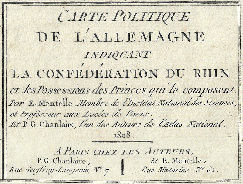 1807 Political Map of Germany by Mentelle/Chanlaire w/OHC- Damaged