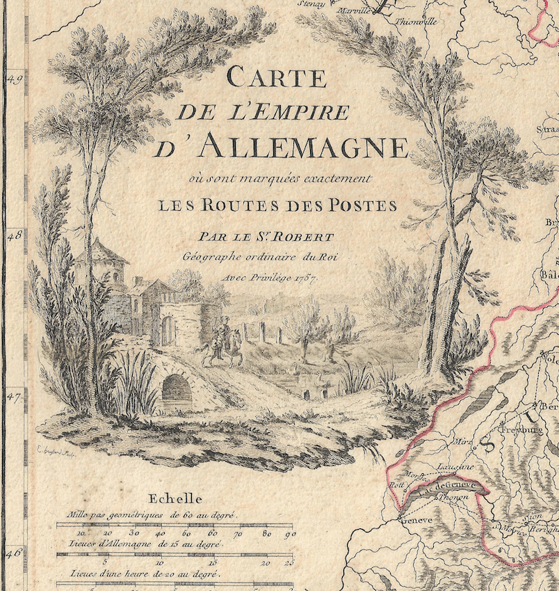 1755 Map of Postal Routes of Germany by G &amp; D Robert DeVaugondy
