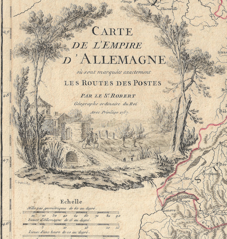 1755 Map of Postal Routes of Germany by G &amp; D Robert DeVaugondy