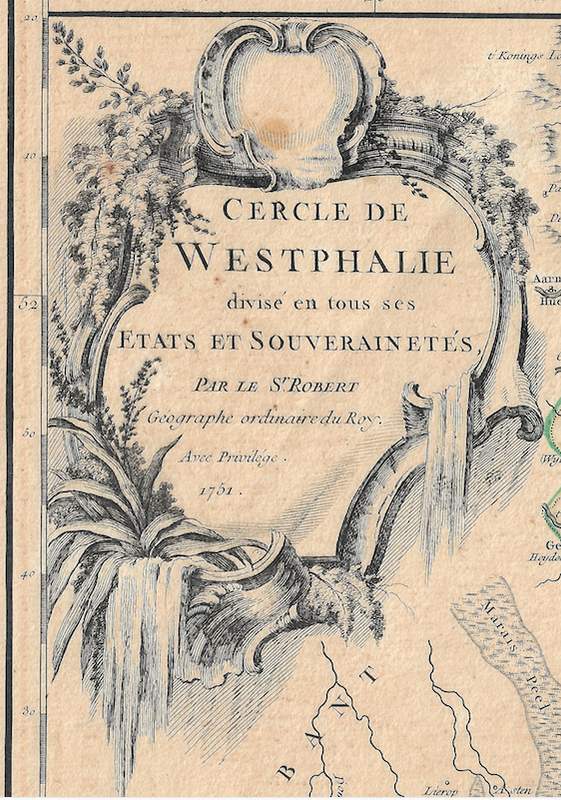 1755 Map of Westphalia Germany by G &amp; D Robert DeVaugondy
