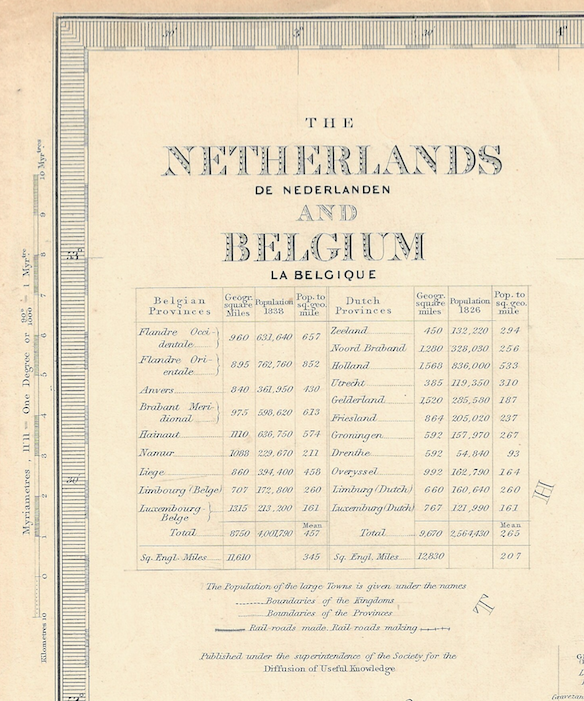 1843 Map of the Netherlands &amp; Belgium for the Society for the Diffusion of Useful Knowledge 