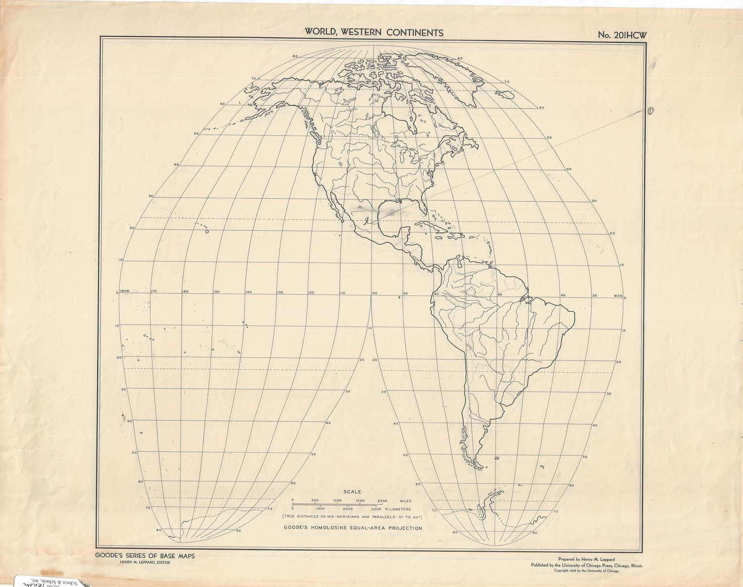 1938 World/Western Continents Goode&#39;s Series Base Maps