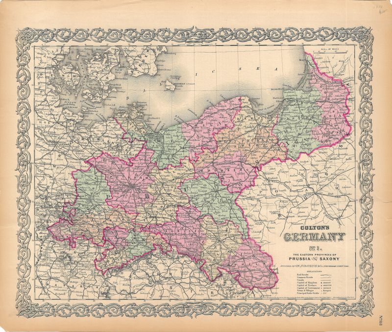 1876 (1855) Maps of Germany, No.'s 1, 2 &amp; 3 by Colton's