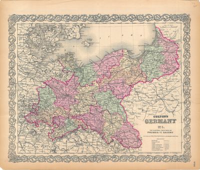1876 (1855) Maps of Germany, No.&#39;s 1, 2 &amp; 3 by Colton&#39;s