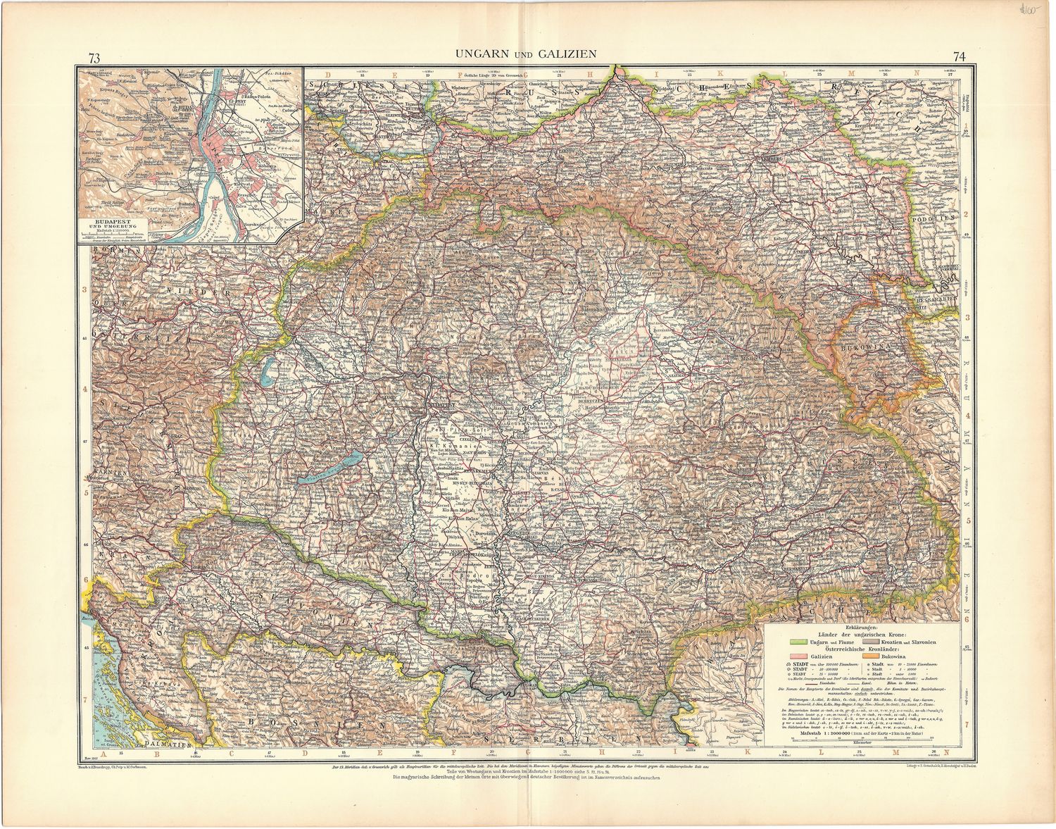 1912 Map of Ungarn and Galizien in German