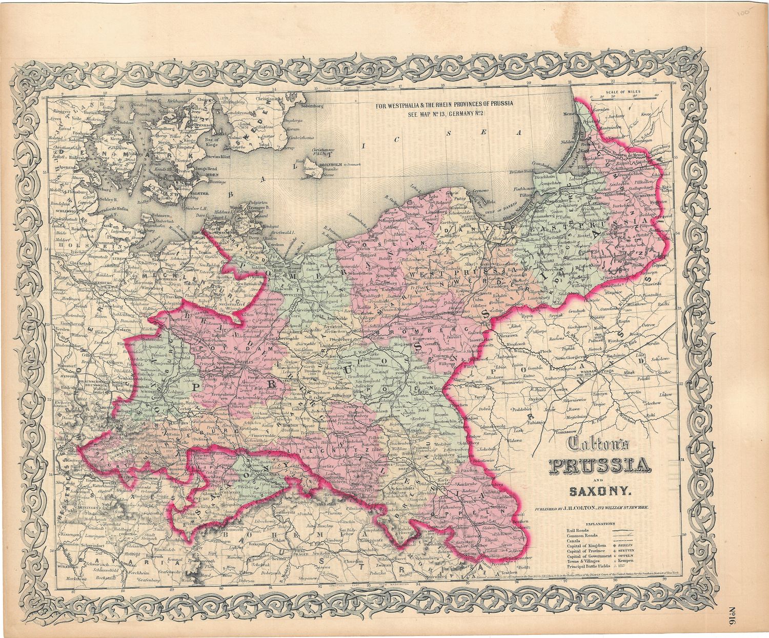 1855 Map of Prussia &amp; Saxony by JH Colton