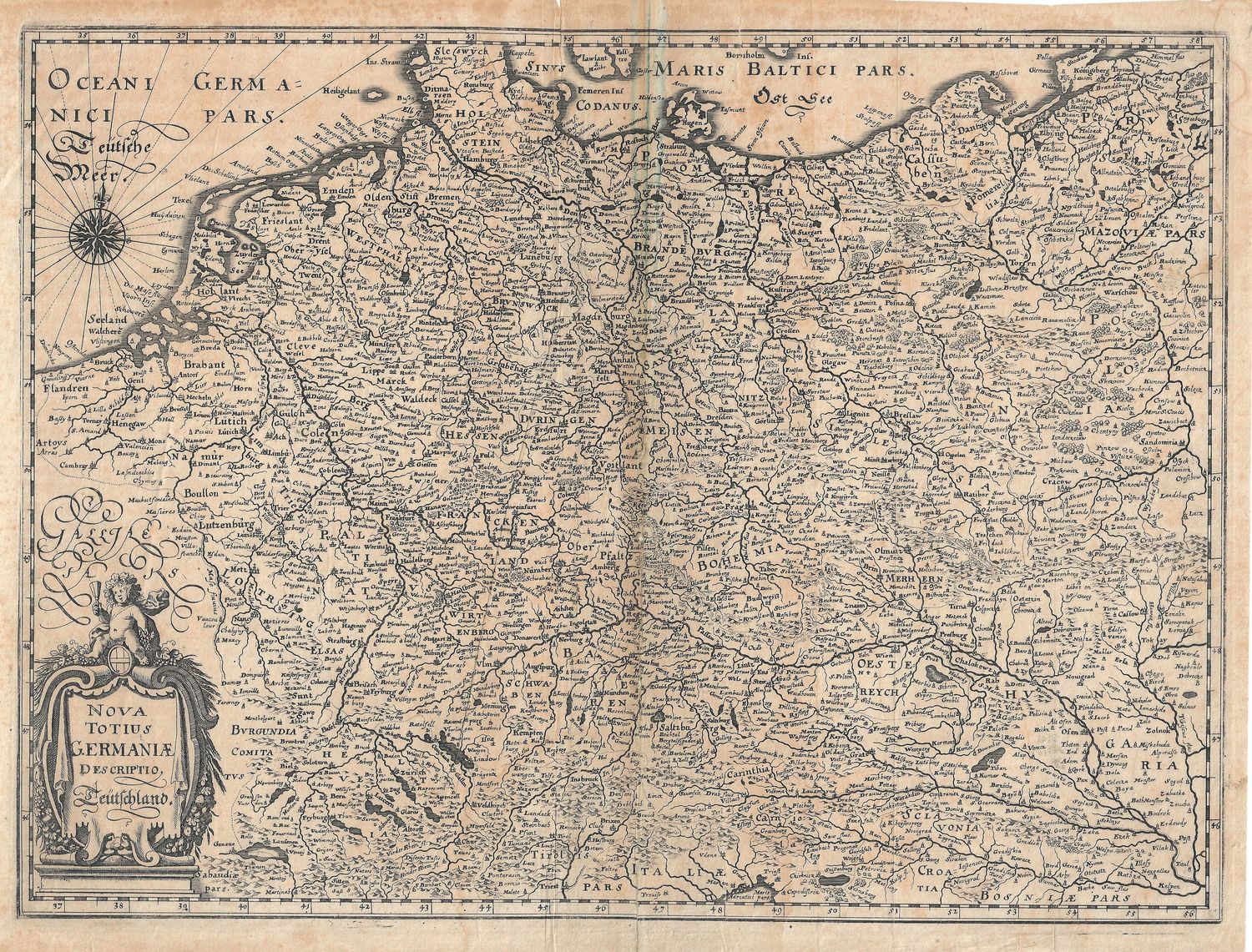 1652 (1650) Map of Germany after Merian
