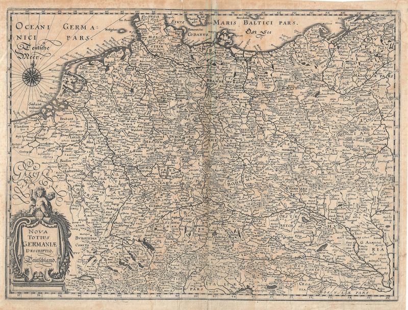 1652 (1650) Map of Germany after Merian