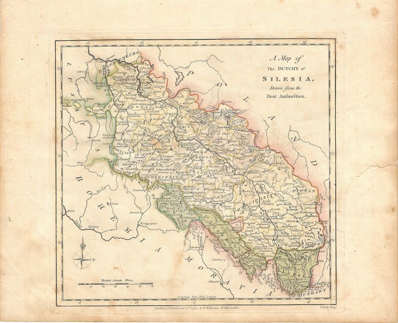 1794 Map of the Duchy of Silesia by Wilkinson