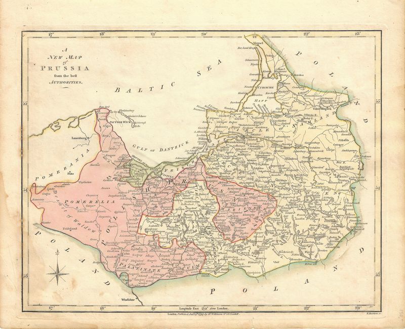 1794 New Map of Prussia by Wilkinson 