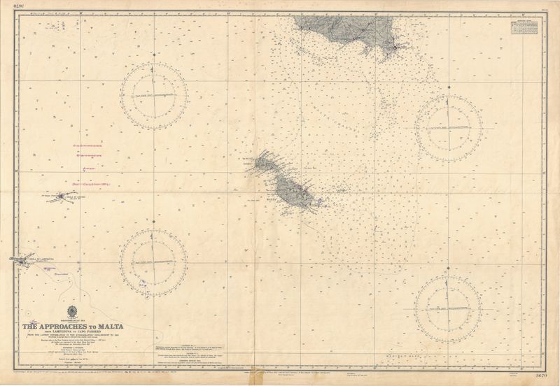 1965 (1947) Chart of the Approaches to Malta from Assorted Sources