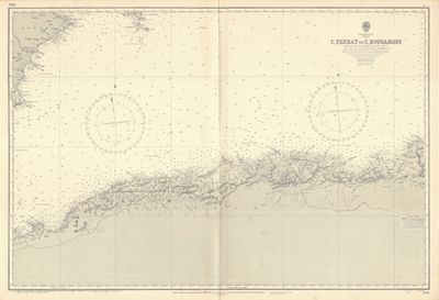 1965 (1871) Chart from Cape Ferrat to Cape Bougaroni Algeria