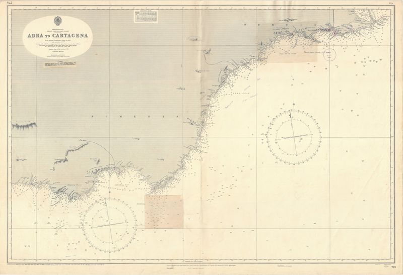 1965 (1894) Chart from Adra to Cartagena Spain