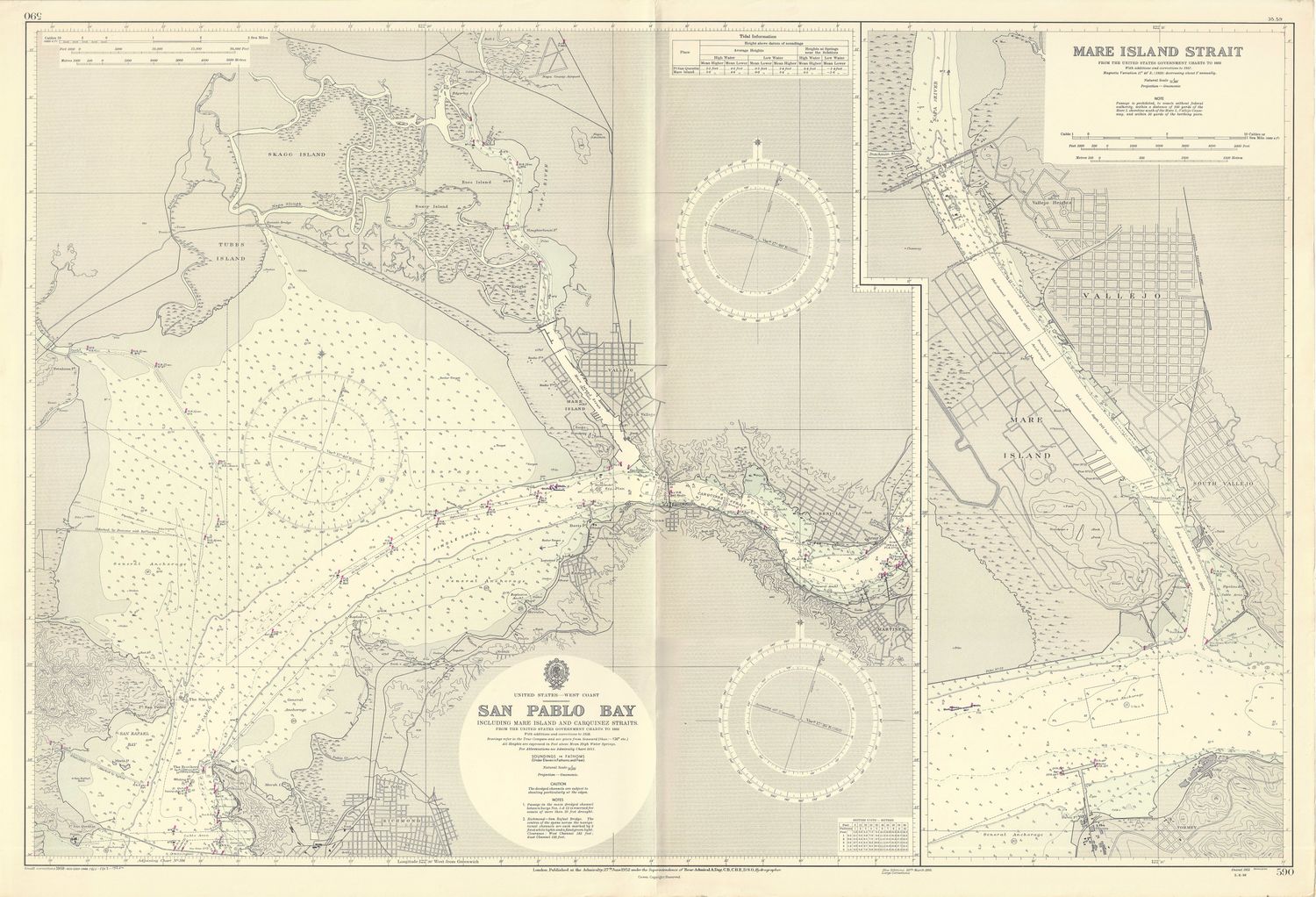 1965 (1952) Chart of San Pablo Bay and Mare Island Straights